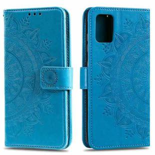 For Motorola Moto G9 Plus Totem Flower Embossed Horizontal Flip TPU + PU Leather Case with Holder & Card Slots & Wallet(Blue)