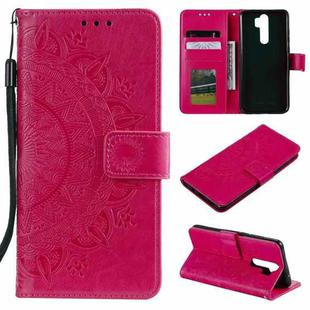 For Xiaomi Redmi 9 Totem Flower Embossed Horizontal Flip TPU + PU Leather Case with Holder & Card Slots & Wallet(Red)