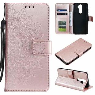 For Xiaomi Redmi 9 Totem Flower Embossed Horizontal Flip TPU + PU Leather Case with Holder & Card Slots & Wallet(Rose Gold)