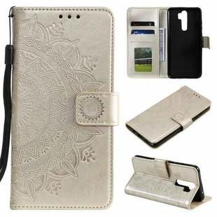For Xiaomi Redmi 9 Totem Flower Embossed Horizontal Flip TPU + PU Leather Case with Holder & Card Slots & Wallet(Gold)