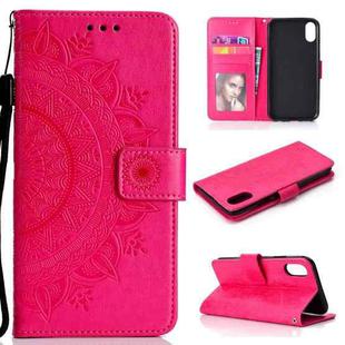 For Xiaomi Redmi 9A Totem Flower Embossed Horizontal Flip TPU + PU Leather Case with Holder & Card Slots & Wallet(Red)