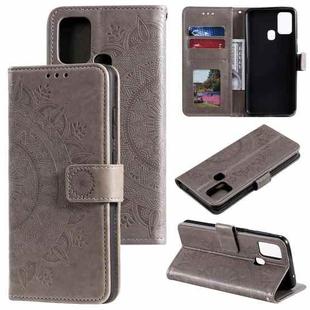 For Xiaomi Redmi 9C Totem Flower Embossed Horizontal Flip TPU + PU Leather Case with Holder & Card Slots & Wallet(Grey)