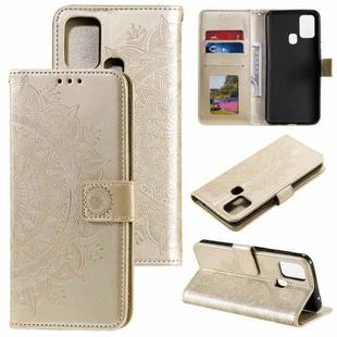 For Xiaomi Redmi 9C Totem Flower Embossed Horizontal Flip TPU + PU Leather Case with Holder & Card Slots & Wallet(Gold)