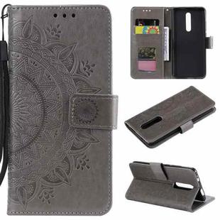 For Xiaomi Redmi K20 / K20 Pro Totem Flower Embossed Horizontal Flip TPU + PU Leather Case with Holder & Card Slots & Wallet(Grey)