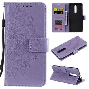 For Xiaomi Redmi K20 / K20 Pro Totem Flower Embossed Horizontal Flip TPU + PU Leather Case with Holder & Card Slots & Wallet(Purple)