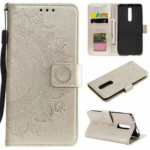 For Xiaomi Redmi K20 / K20 Pro Totem Flower Embossed Horizontal Flip TPU + PU Leather Case with Holder & Card Slots & Wallet(Gold)