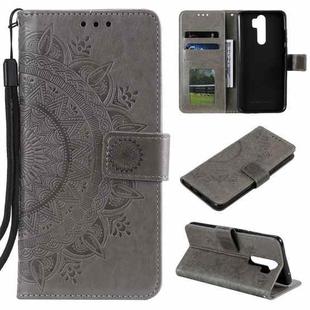 For Xiaomi Redmi Note 8 Pro Totem Flower Embossed Horizontal Flip TPU + PU Leather Case with Holder & Card Slots & Wallet(Grey)