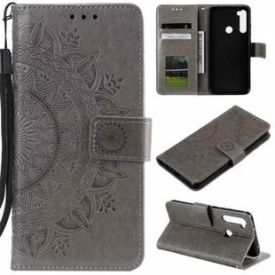 For Xiaomi Redmi Note 8 Totem Flower Embossed Horizontal Flip TPU + PU Leather Case with Holder & Card Slots & Wallet(Grey)