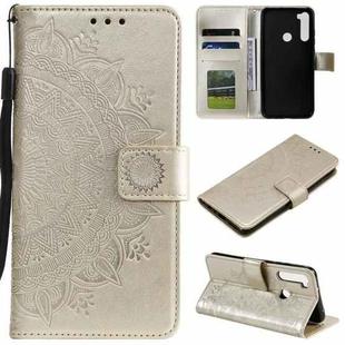For Xiaomi Redmi Note 8 Totem Flower Embossed Horizontal Flip TPU + PU Leather Case with Holder & Card Slots & Wallet(Gold)