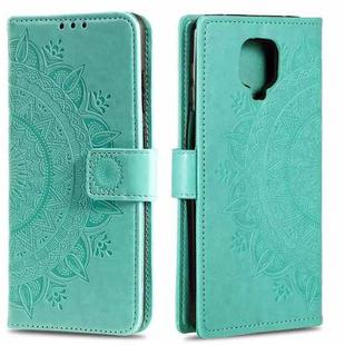 For Xiaomi Redmi Note 9 Pro Totem Flower Embossed Horizontal Flip TPU + PU Leather Case with Holder & Card Slots & Wallet(Green)