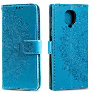 For Xiaomi Redmi Note 9 Pro Totem Flower Embossed Horizontal Flip TPU + PU Leather Case with Holder & Card Slots & Wallet(Blue)