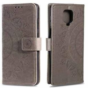 For Xiaomi Redmi Note 9 Pro Totem Flower Embossed Horizontal Flip TPU + PU Leather Case with Holder & Card Slots & Wallet(Grey)