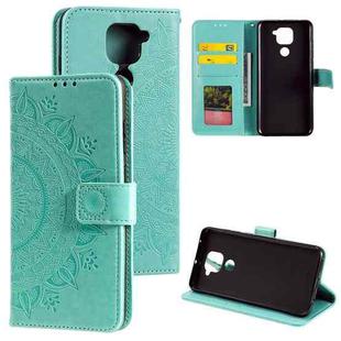 For Xiaomi Redmi Note 9 Totem Flower Embossed Horizontal Flip TPU + PU Leather Case with Holder & Card Slots & Wallet(Green)
