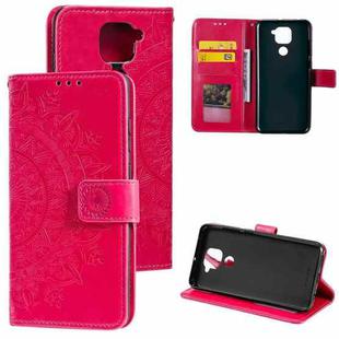 For Xiaomi Redmi Note 9 Totem Flower Embossed Horizontal Flip TPU + PU Leather Case with Holder & Card Slots & Wallet(Red)