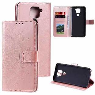 For Xiaomi Redmi Note 9 Totem Flower Embossed Horizontal Flip TPU + PU Leather Case with Holder & Card Slots & Wallet(Rose Gold)