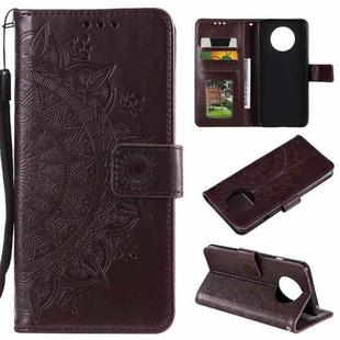 For Xiaomi Redmi Note 9T Totem Flower Embossed Horizontal Flip TPU + PU Leather Case with Holder & Card Slots & Wallet(Brown)