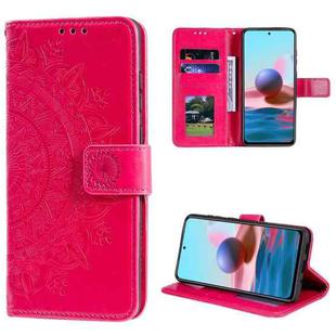 For Xiaomi Redmi Note 10 4G Totem Flower Embossed Horizontal Flip TPU + PU Leather Case with Holder & Card Slots & Wallet(Red)