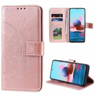 For Xiaomi Redmi Note 10 4G Totem Flower Embossed Horizontal Flip TPU + PU Leather Case with Holder & Card Slots & Wallet(Rose Gold)