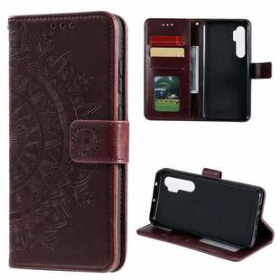 For Xiaomi Mi Note 10 Lite Totem Flower Embossed Horizontal Flip TPU + PU Leather Case with Holder & Card Slots & Wallet(Brown)