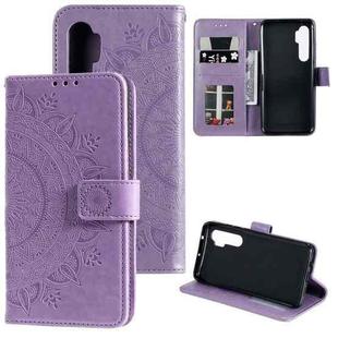 For Xiaomi Mi Note 10 Lite Totem Flower Embossed Horizontal Flip TPU + PU Leather Case with Holder & Card Slots & Wallet(Purple)