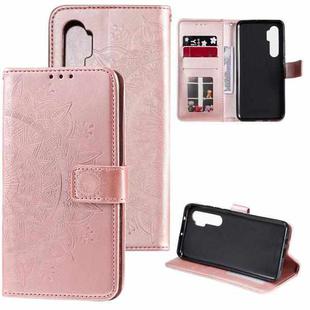 For Xiaomi Mi Note 10 Lite Totem Flower Embossed Horizontal Flip TPU + PU Leather Case with Holder & Card Slots & Wallet(Rose Gold)