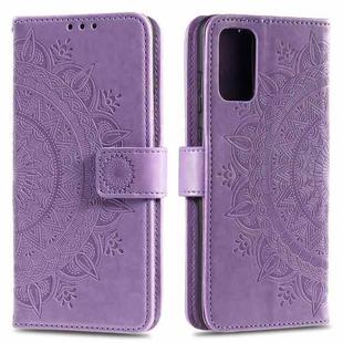 For Xiaomi Mi 10 Lite 5G Totem Flower Embossed Horizontal Flip TPU + PU Leather Case with Holder & Card Slots & Wallet(Purple)