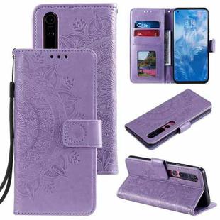 For Xiaomi Mi 10 5G Totem Flower Embossed Horizontal Flip TPU + PU Leather Case with Holder & Card Slots & Wallet(Purple)