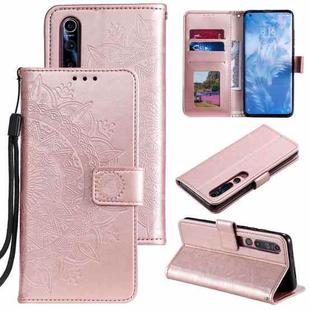 For Xiaomi Mi 10 5G Totem Flower Embossed Horizontal Flip TPU + PU Leather Case with Holder & Card Slots & Wallet(Rose Gold)