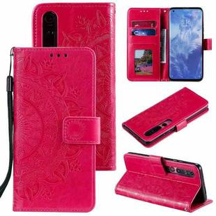 For Xiaomi Mi 10 Pro 5G Totem Flower Embossed Horizontal Flip TPU + PU Leather Case with Holder & Card Slots & Wallet(Red)