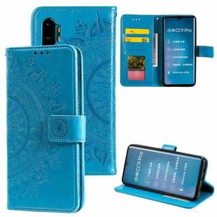 For Xiaomi Mi Note 10 Totem Flower Embossed Horizontal Flip TPU + PU Leather Case with Holder & Card Slots & Wallet(Blue)