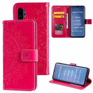 For Xiaomi Mi Note 10 Totem Flower Embossed Horizontal Flip TPU + PU Leather Case with Holder & Card Slots & Wallet(Red)