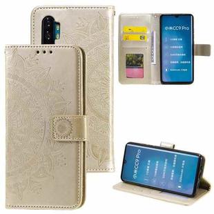 For Xiaomi Mi Note 10 Totem Flower Embossed Horizontal Flip TPU + PU Leather Case with Holder & Card Slots & Wallet(Gold)