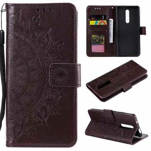 For Xiaomi Redmi 8 / 8A Totem Flower Embossed Horizontal Flip TPU + PU Leather Case with Holder & Card Slots & Wallet(Brown)