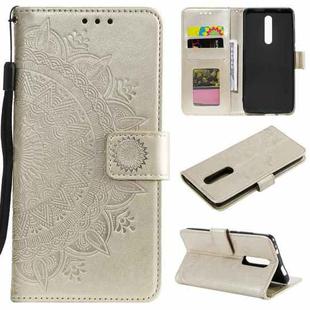 For Xiaomi Redmi 8 / 8A Totem Flower Embossed Horizontal Flip TPU + PU Leather Case with Holder & Card Slots & Wallet(Gold)