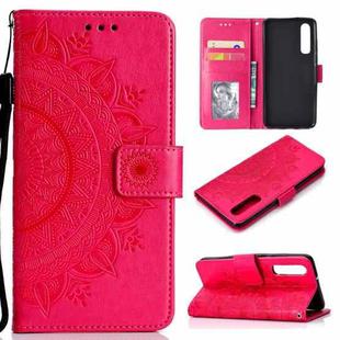 For Xiaomi Mi 9 SE Totem Flower Embossed Horizontal Flip TPU + PU Leather Case with Holder & Card Slots & Wallet(Red)