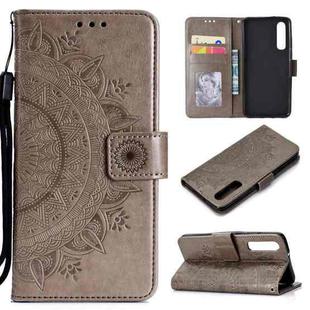 For Xiaomi Mi 9 SE Totem Flower Embossed Horizontal Flip TPU + PU Leather Case with Holder & Card Slots & Wallet(Grey)