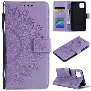 For Xiaomi Mi 11 Totem Flower Embossed Horizontal Flip TPU + PU Leather Case with Holder & Card Slots & Wallet(Purple)