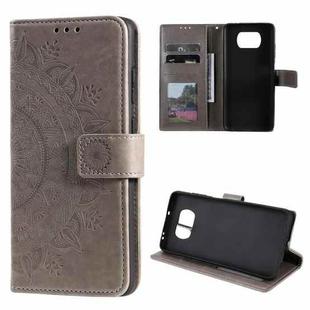 For Xiaomi Poco X3 Totem Flower Embossed Horizontal Flip TPU + PU Leather Case with Holder & Card Slots & Wallet(Grey)