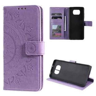 For Xiaomi Poco X3 Totem Flower Embossed Horizontal Flip TPU + PU Leather Case with Holder & Card Slots & Wallet(Purple)