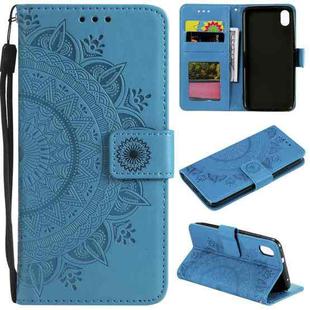 For Xiaomi Redmi 7A Totem Flower Embossed Horizontal Flip TPU + PU Leather Case with Holder & Card Slots & Wallet(Blue)