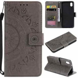 For Xiaomi Redmi 7A Totem Flower Embossed Horizontal Flip TPU + PU Leather Case with Holder & Card Slots & Wallet(Grey)