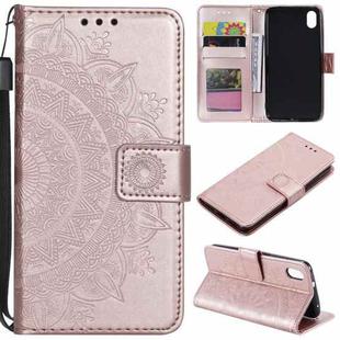 For Xiaomi Redmi 7A Totem Flower Embossed Horizontal Flip TPU + PU Leather Case with Holder & Card Slots & Wallet(Rose Gold)