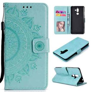 For Nokia 7 Plus Totem Flower Embossed Horizontal Flip TPU + PU Leather Case with Holder & Card Slots & Wallet(Green)