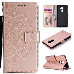 For Nokia 7 Plus Totem Flower Embossed Horizontal Flip TPU + PU Leather Case with Holder & Card Slots & Wallet(Rose Gold)