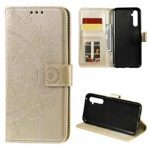 For OPPO Realme 6 Pro Totem Flower Embossed Horizontal Flip TPU + PU Leather Case with Holder & Card Slots & Wallet(Gold)