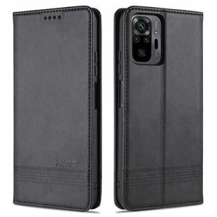 For Xiaomi Redmi Note 10 Pro AZNS Magnetic Calf Texture Horizontal Flip Leather Case with Card Slots & Holder & Wallet(Black)