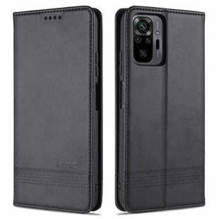For Xiaomi Redmi Note 10 Pro Max AZNS Magnetic Calf Texture Horizontal Flip Leather Case with Card Slots & Holder & Wallet(Black)