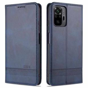 For Xiaomi Redmi Note 10 Pro Max AZNS Magnetic Calf Texture Horizontal Flip Leather Case with Card Slots & Holder & Wallet(Dark Blue)