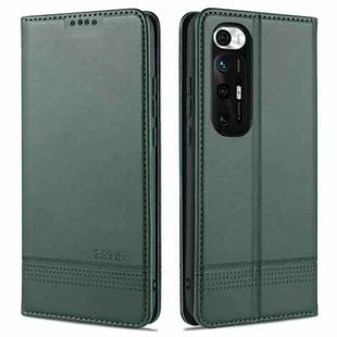 For Xiaomi Mi 10S AZNS Magnetic Calf Texture Horizontal Flip Leather Case with Card Slots & Holder & Wallet(Dark Green)