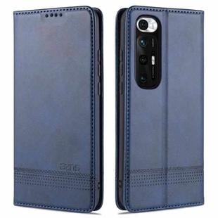 For Xiaomi Mi 10S AZNS Magnetic Calf Texture Horizontal Flip Leather Case with Card Slots & Holder & Wallet(Dark Blue)